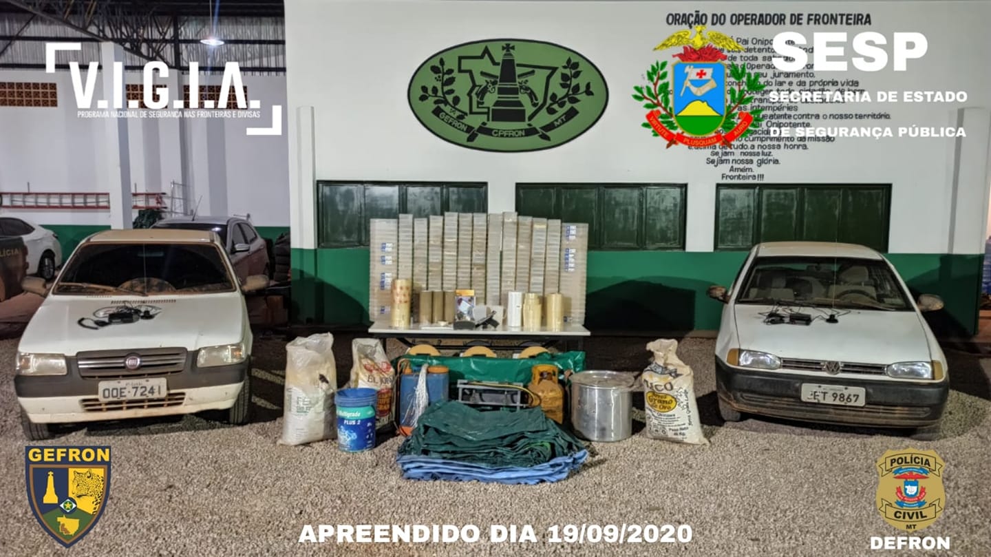 Gefron apreende materiais para refino de cocana,    armas, munies e prende suspeitos em Vila Bela