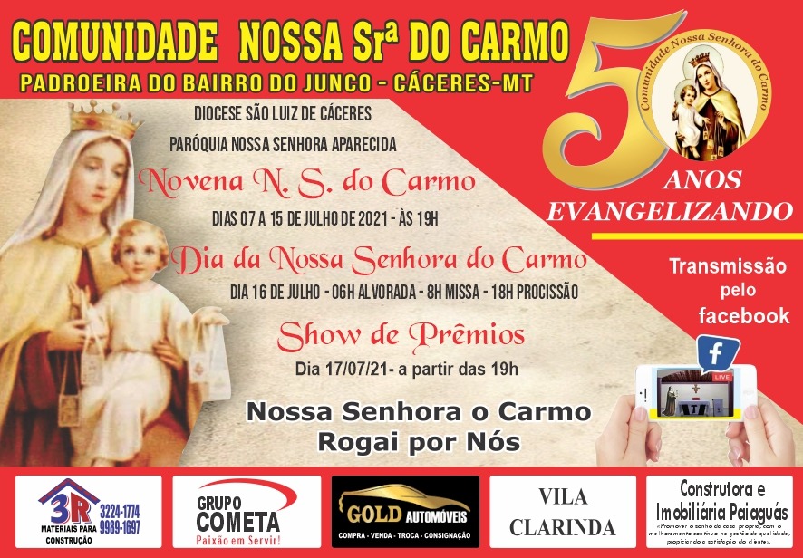 Comunidade catlica celebra N.Sr do Carmo com missas, carreata e show de prmios