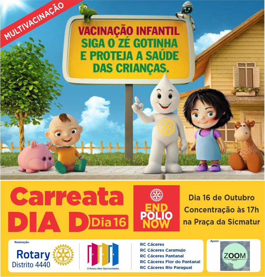 Carreata do Rotary refora convite para o Dia D da Campanha de Multivacinao