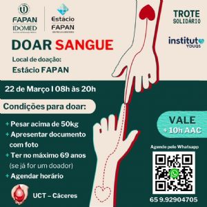 Idomed e Estcio Fapan promovem na prxima semana Trote Solidrio com doao de sangue