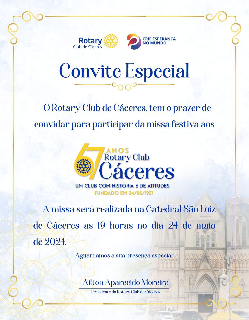 Rotary Club de Cceres celebra 67 Anos com Missa em Ao de Graas