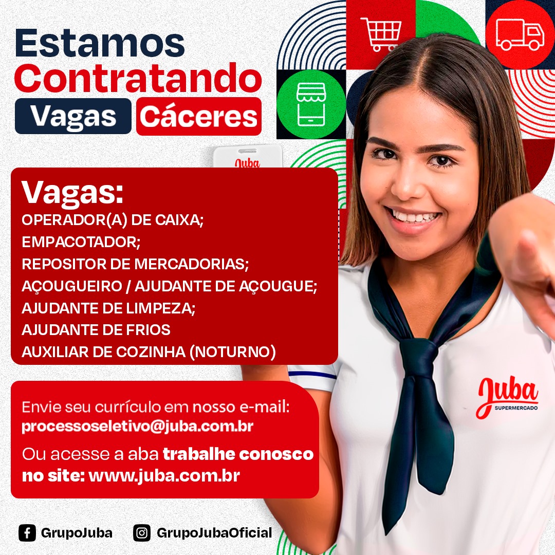 Grupo Juba oferta novas vagas de emprego para Cceres