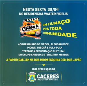 Cinema Cultura em Movimento ser realizado no Residencial Walter Fidelis nesta sexta-feira